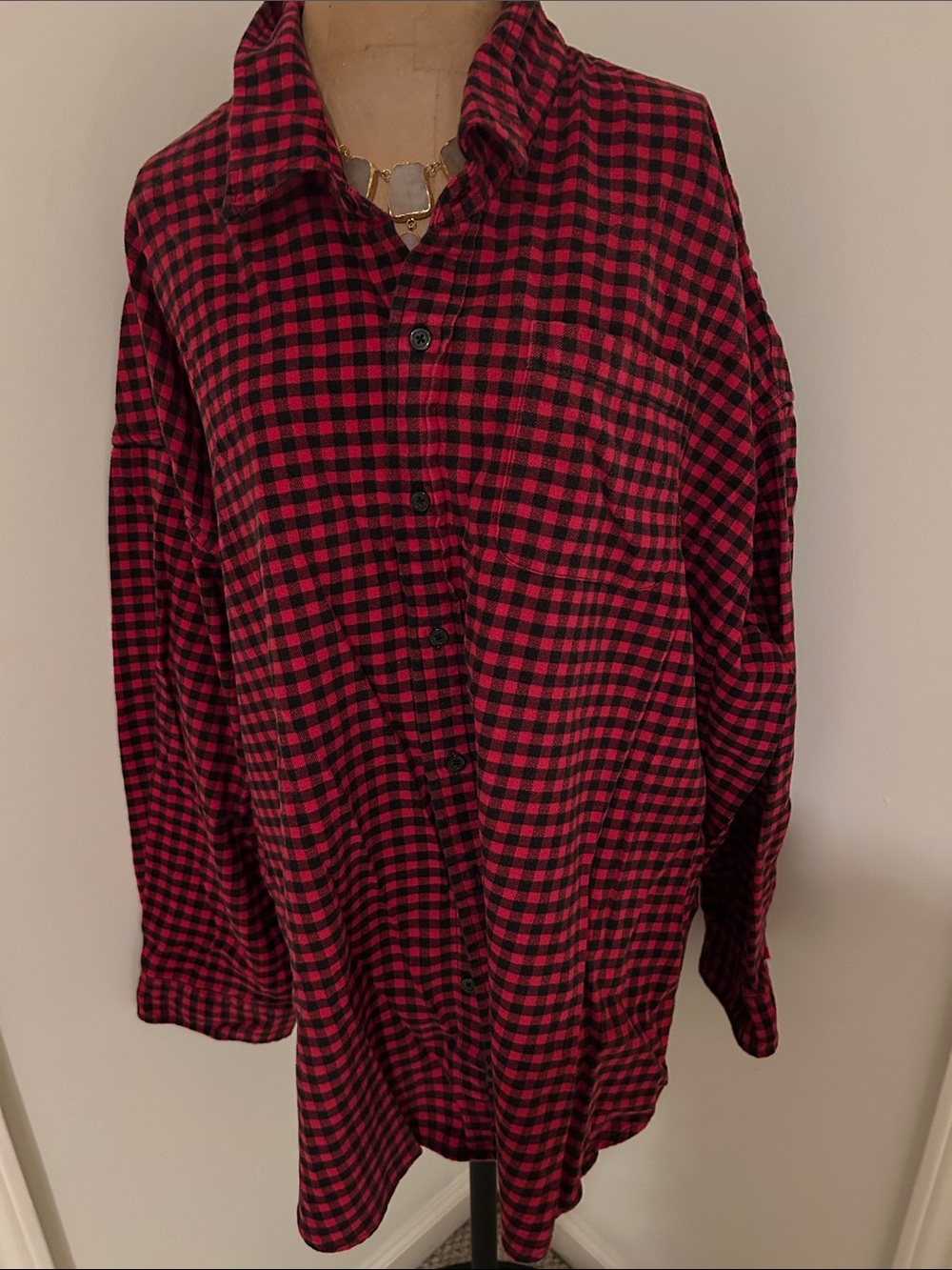 Denimist Red and Black Checkered Button-Up Shirt